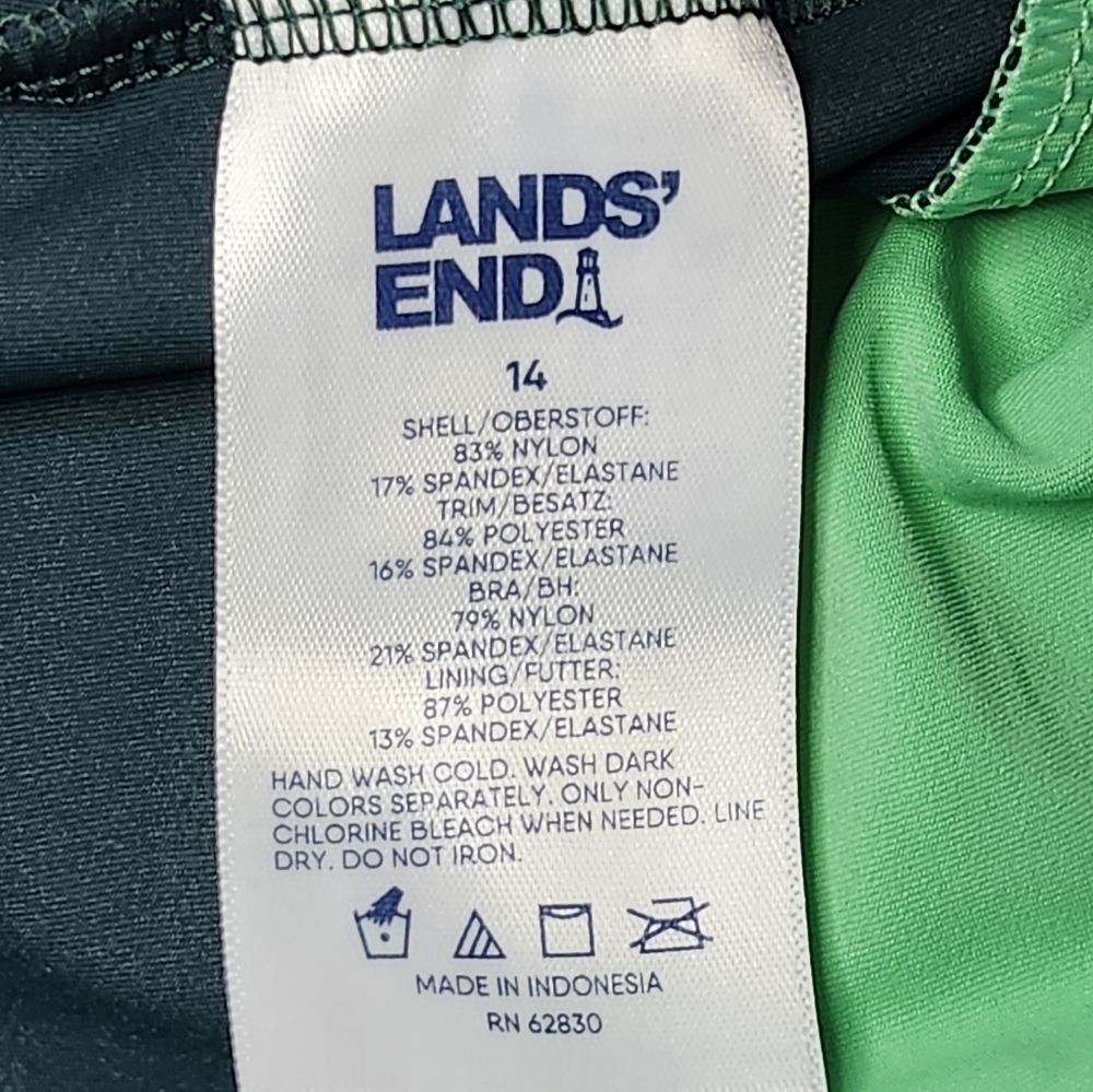 Lands' End Women's Swim Dress - White and Green - Picture 6 of 6